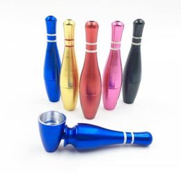 Bowling Bottle Smoking Pipe 76-80mm Mini Bullet Metel Filter Pipes Colorful Tobacco Pipes Holder Small Fliter Pipes