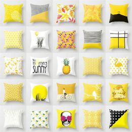 45x45cm Yellow Striped Pillowcase Geometric Throw Cushion Pillow Cover Printing Cushion Pillow Case Bedroom Office Decoration