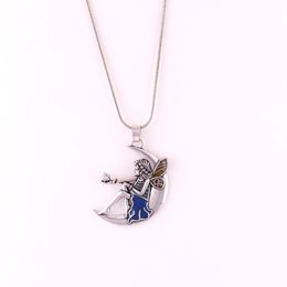 Simple Design Punk Style Enamel Angle Wings Moon & Star Pendant Fairy Necklace