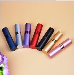 Miniature 8ml Refillable Rotation Aluminium Perfume Atomizer Empty Spray Bottle Cosmetic Glass Perfume Bottle Via