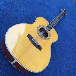 2022 new 40-inch rounded 6-string acoustic acoustic guitar, wood-colored spruce top, side back mahogany.