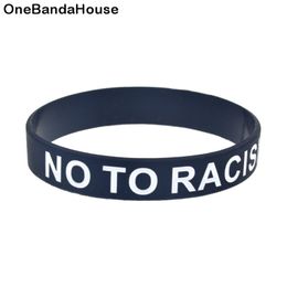 1PC No To Racism Silicone Rubber Bracelet Ink Filled Logo Adult Size For Charity Foundation Activity Gift