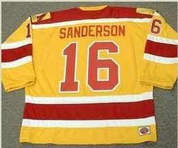 Men Vintage #16 DEREK SANDERSON Philadelphia Blazers 1973 WHA Hockey Jersey custom any name number
