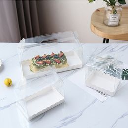 Environmentally friendly transparent cake roll box PET green plastic hand-held cheesecake box Swiss roll box XD22241