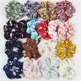 18 Colours Women Chiffon Flower Hair Scrunchies Hair Bow Chiffon Ponytail Holder