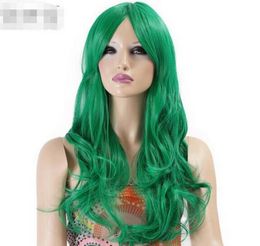 FREE SHIPPIN + ++ Neitsi Cheap Synthetic Wigs Cosplay Long Curly Wave Green Wig