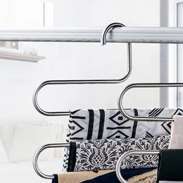 3PCS Hanger Multilayer storage rack wardrobe 5-layer Pants Rack Shelf Stainless Steel S-Type Tools Belt Clothes Coat T200415248b