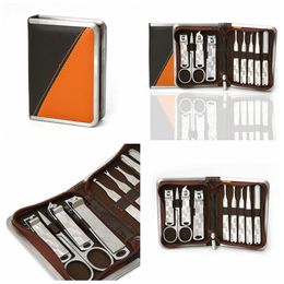9pcs Nail Care Tools Manicure Sets Nail Clippers Nail Scissors Tweezer Manicure Pedicure Set Travel Grooming Kit RRA2558