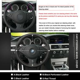 DIY Free Customized PU Steering Wheel Stitch on Wrap Cover For BMW E60 E61 530i E64