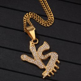 Personalised Gold Iced Out Diamond Mens VS Initial Letters Pedant Cuban Chain Necklace Full Diamond Hip Hop Jewellery Gifts for Men Women