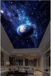 Customized Large 3D photo wallpaper 3d ceiling murals wallpaper HD big picture beautiful starry sky earth zenith ceiling mural wall sticker