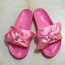 Hot Sale-nna Shoes Summer Slippers Women Butterfly Bowtie Indoor Sandals High Quality Non-Slip Slide With Box Size 36-41