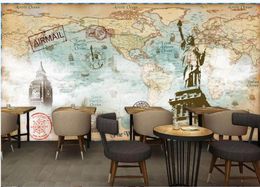 Custom 3d Mural Wallpaper Ancient World Map Liberty Goddess Bar KTV Background Wall Living Room Wallpaper 3D Painting