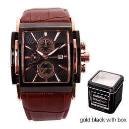 Boamigo Men Quartz Watches Large Dial Fashion Casual Sports Watches Rose Gold Sub Dials Clock Brown Leather Male Wrist Watches Y192954 7754