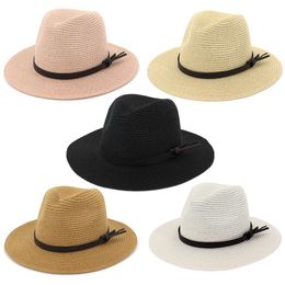 Wholesale New Fashion Casual Men and Women Hats Jazz Hat Outdoor Beach Sunscreen Big Hat Straw Hat Black Brown White Hats