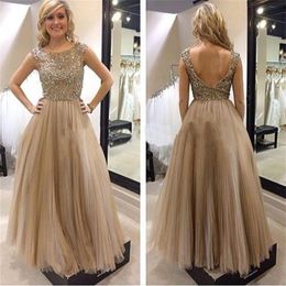 Elegant Champagne Beaded A-line Pleated Tulle Prom Dress Multi Layers Women Evening Event Maxi Gown Custom Made Women Party Wear Vestidos