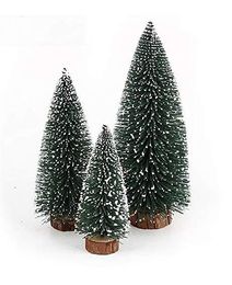 Micro LED Mini Artificial Fir Christmas Tree Frosted XMAS Tree Desktop White Cedar Ornaments Tabletop Tree Holiday Party DIY Decor Green