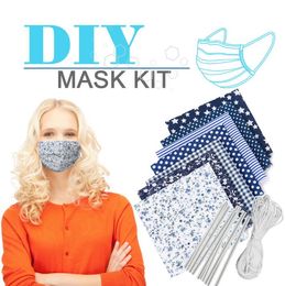 DIY Masks Homemade Dust Mask Materials Printed Mask Fabric to Sewing With Ear Rope Elastic Band Rope DIY Mask Kit GGA3382