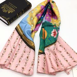 Wholesale- design women's square scarf 100% silk material good quality pink Colour print Phoenix flower pattern size 130cm - 130cm