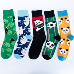 Panda Painting Birds Cat Traditional Colourful High Canister Time Cotton Winter New Product Happy Tide Socks hip hop animal 2pcs=1pairs