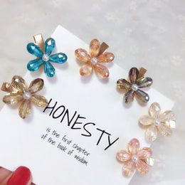 S860 Europe Fashion Jewellery Women's Crystal Flower Barrette Hairpin Hair Clip Dukbill Toothed Hair Clip Bobby Pin Lady Cute Barrettes