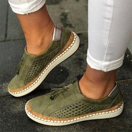 2020 nuove scarpe da donna espadrillas di design mocassini traspiranti in rete verde scarpe da ginnastica solide vintage scarpe casual da esterno economiche taglia 35-43