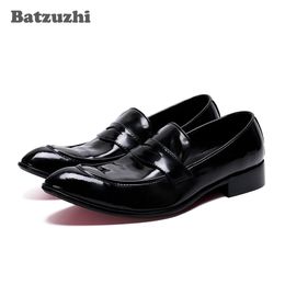 Batzuzhi Fashion Men Shoes Pointed Toe Black Leather Dress Shoes Slip-on Business Leather Shoes Men Formal Zapatos Hombre, 46!