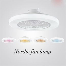 modern three-color dimming fan lamp modern chandelier minimalist restaurant lying chandelier fan ceiling lamp Pendant Lights