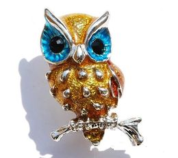 Brooch for Women Jewellery Retro Plastic Rhinestone Crystal Enamel Owl Pins For Gifts Christmas Brooches