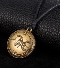Scorpion Amulet Round Pendant Key of Solomon Vintage Ethnic Jewellery Alloy Necklace