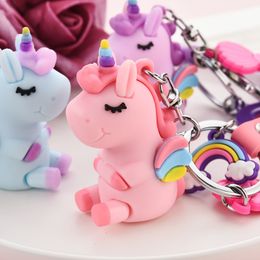 Animal Unirorn Rainbow Shell Keychains for Girls Gifts 2020 New Cute Key Ring For Women Bags Phone Pendant Ornament Car Decor Hot D21905