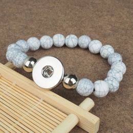 Wholesale-fashion nature stone Snap bracelets beads bracelet DIY buttons Jewelry can Fit 18mm Buttons 1000041-1
