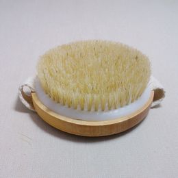 Round Natural Bristle Bath Brush without Handle Dry Skin Shower Brushes SPA Massage Wooden Body Brushes WB3193