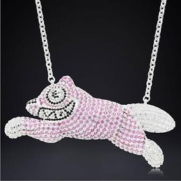 14K Iced Out Dog Pendant Necklaces CZ Cartoon Character Animal Pendants Hiphop Jewelry Christmas Valentine's Day gift