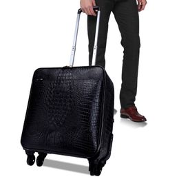 suitcase carry onTravel Bag Carry-OnVmenCanvas CoatedReal Leather Rolling Luggage Fashion Designer Travel