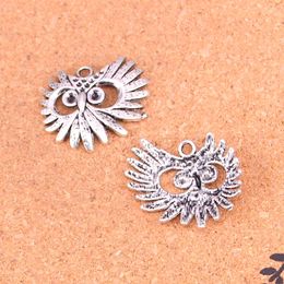 52pcs Charms big eye owl head Antique Silver Plated Pendants Making DIY Handmade Tibetan Silver Jewelry 30*26mm
