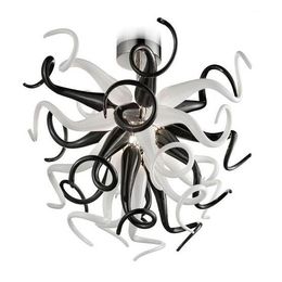 Modern Small Black and white Blown Glass Chandelier Lighting European Style LED Light CE/UL Certificate