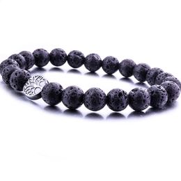 Fashion 8MM Lava Stone Bead Tree Of Life Charm Bracelet Diy Aromatherapy Essential Oil Diffuser Bracelet For Women men Jewellery