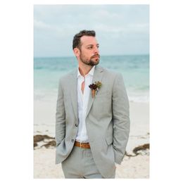 Gray Groom Tuxedos 2019 Harringbone Notched Lapel Groomsmen Suit Beach Wedding Suits For MenTwo pieces (Jacket+Pants)