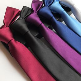 Fashion Silk Classic Skinny 6cm Men Neck Ties Casual Wear Business Wedding Party Solid Neckties for Groom