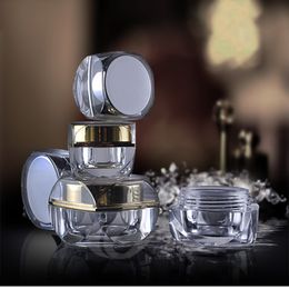 5g 10g Acrylic Octagonal Silver Gold Empty Plastic Cosmetic Cream Small Sample Jars Powder Packaging Containers F2346