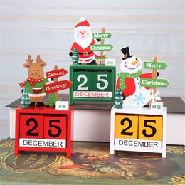 Christmas Advent Calendars Wooden Santa Claus Snowman Reindeer Christmas Decorations for Home Xmas Ornament Christmas Gifts JK1910