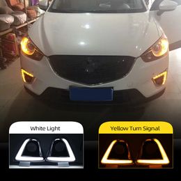 1 Set Turn Signal style 12V led car drl daytime running lights with fog lamp hole for Mazda cx-5 cx5 cx 5 2012 2013 2014 2015 2016