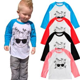 Easter Camisa Do Bebê Hip Hop Coelho Impresso Crianças T-shirt de Manga Longa Raglan Camisas Baby Boy Tops Roupas Meninas 4 Projetos DHW2023