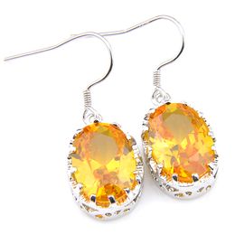 Luckyshine Royal Style Oval Cut Brazil Citrine Drop Earrings 925 Silver For Women Earrings Jewelry American Australia Earrings