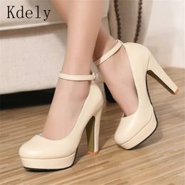 Free shipping 2019 Spring summer Pumps Women's shoe new European fashion high heels shoes waterproof bandage thick with