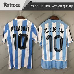 10 Maradona Argentina Retro Soccer Jersey Vintage Classic 06 Riquelme 10 Football Shirts Maillot Camisetas Football Shirt