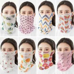 Fashion Floral Printed Windproof Anti-UV Silk Scarf Outdoor Sports Cycling Face Mask Women Lady Summer Neckerchief Neck Protector CYP679