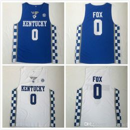 Kentucky Wildcats 0 De'Aaron Fox College Basketball Jerseys 3 Edrice Adebayo Shirt University Jersey White Blue