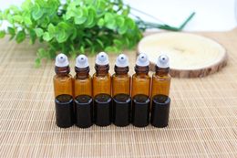 500 X 5ml amber roll on bottles for sample oil use, 5 cc mini amber refill tubular roller bottle